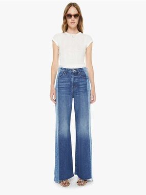 NWT MOTHER The Tux Sidestepper Sneak Fray Jeans in Double Take 27